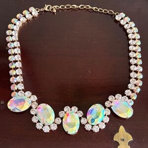 Iridescent Crystal and Gold Necklace